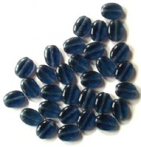 30 12mm Transparent Montana Blue Flat Oval Beads